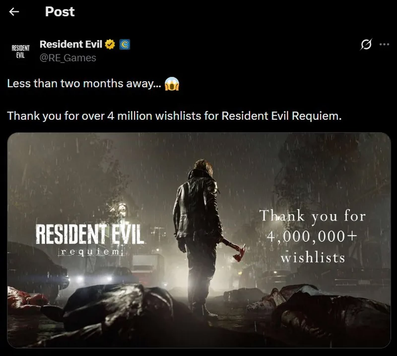 「バイオハザード レクイエム」Steamウィッシュリスト登録数が400万件を突破 今年最注目の新作タイトルに