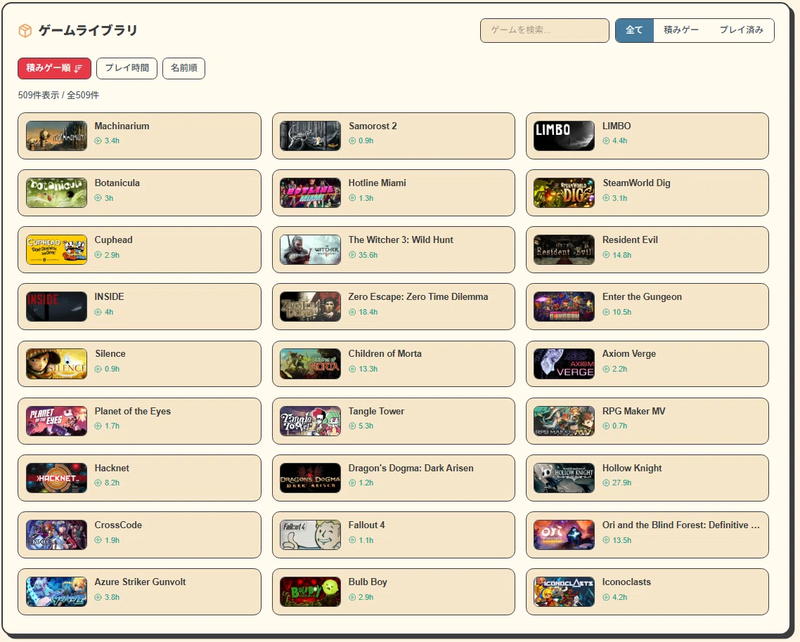 日本の開発者が自作　Steamの積みゲーを可視化するツールが登場　未プレイの山が一目で分かる
